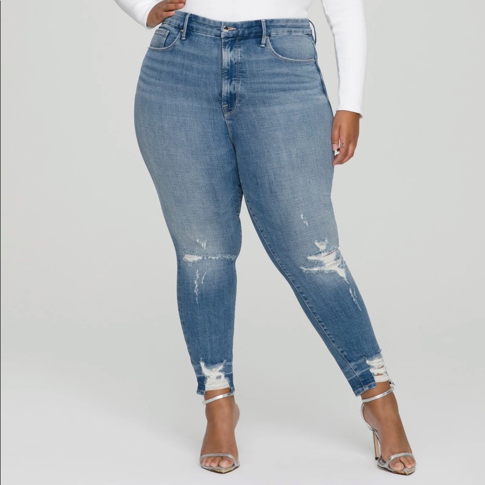 NWOT GOOD AMERICAN good waist crop chewed hem